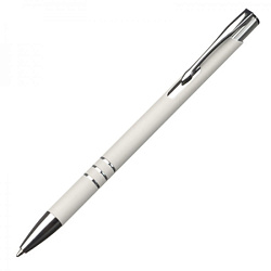 Ручка шарик/автомат "New Jersey" 0,7 мм, метал., софт., белый/серебристый, стерж. синий