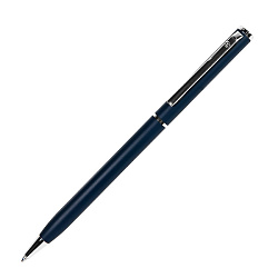 Ручка шарик/автомат "Slim 1100" 1 мм, метал., синий матовый/серебристый, стерж. синий