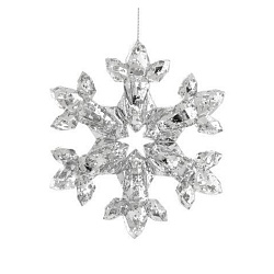 Украшение новогоднее "Снежинка серебро" 8,6*1*9,5 см, полипропилен., серебристый