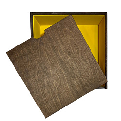 Коробка подарочная декоративная MK-MY 20*20*10 см, дерев., т.-коричневый/желтый