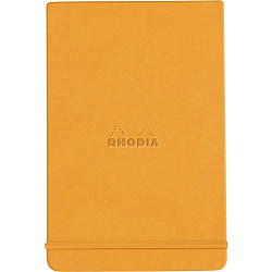 Блокнот А5 148*210 мм, 96 л., лин. "Rhodiarama Webnotepad", кожзам., тв. обл., на резинке, оранжевый