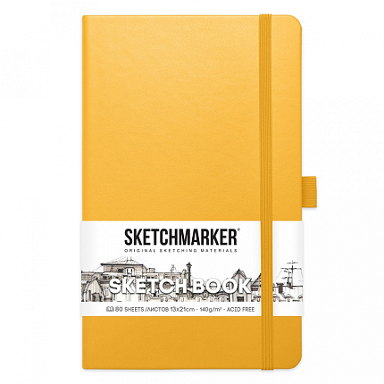Скетчбук "Sketchmarker" 13*21 см, 140 г/м2, 80 л., желтый
