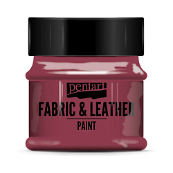 Краски д/текстиля "Pentart Fabric & Leather paint" бордовый, 50 мл, банка