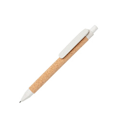 Ручка шарик/автомат "Write" 1,0 мм, пробка, эко, коричневый/белый, стерж. синий