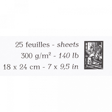 Блок-склейка бумаги для акварели FONTAINE, 100% хлопок, полу-гладкая, 18*24, 300г/м2 , 25л