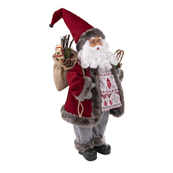 Фигурка новогодняя "Санта-Клаус со снегоступами" пласт./ткан., упак., серый