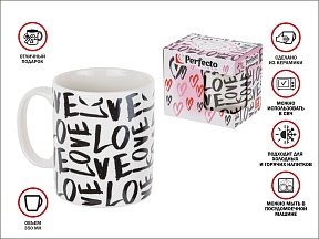 Кружка керамическая, в кор., 350 мл., LOVE-1, PERFECTO LINEA
