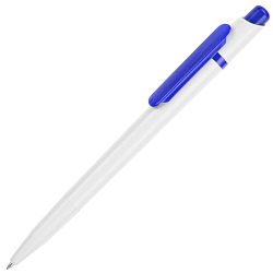 Ручка шарик/автомат "Этюд" пласт., глянц., белый/синий, стерж. синий