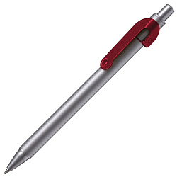 Ручка шарик/автомат "Snake" 1,0 мм, метал., серебристый/бордовый, стерж. синий