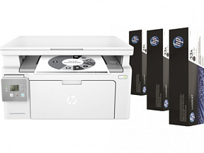 Принтер HP LaserJet Ultra MFP M134a МФУ (монохром, принтер-сканер-копир) 3 тонер-картриджа 33A в комплекте 