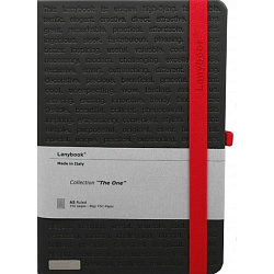 Блокнот А4 175*247 мм, 96 л., лин. "The One" Lanybook обл. кожзам., на резинке, черный/красный