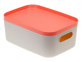 Ящик для хранения с крышкой ИНФИНИТИ 20х14х8,5 см (коралловый) IDEA