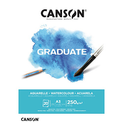 Блок-склейка бумаги для акварели "Canson Graduate" 29,7*42 см, 250 г/м2, 20 л.