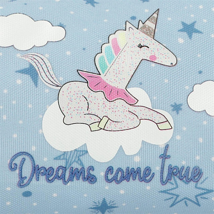 Пенал на 1 отд. "Dreams come true" полиэстер, голубой/розовый
