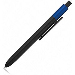 Ручка шарик/автомат "Kiwu" 0,7 мм, пласт., глянц., черный/синий, стерж. синий