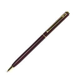Ручка шарик/автомат "Slim" 1 мм, метал., глянц., бордовый/золотистый, стерж. синий