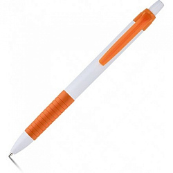 Ручка шарик/автомат "Aero" 0,7 мм, пласт., глянц., белый/оранжевый, стерж. синий