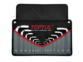 Набор ключей шестигр. 2-19мм 14шт (черное полотно) TOPTUL