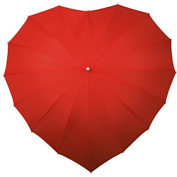 Зонт-трость механ., ручка прорезин. "LR-8" в форме сердца, ветрозащитный, красный