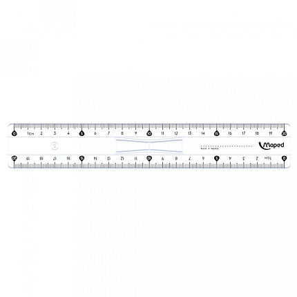 Линейка 20 см "Maped" с держ., пласт., прозрачный