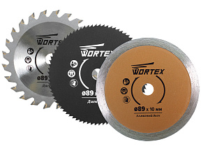 Набор оснастки для мини-пилы WORTEX универсальный АКЦИЯ (3 диска: по дереву, керамике, металлу)