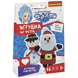 Набор для творчества "Ёлочные игрушки: Снеговичок и Дед Мороз", фетр, иголка