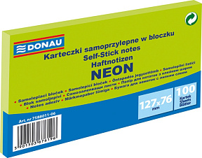 Бумага д/з на кл. осн. 76*127 мм "Donau Neon" 100 л., зеленый неон