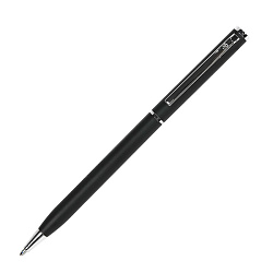 Ручка шарик/автомат "Slim 1100" 1 мм, метал., черный/серебристый, стерж. синий