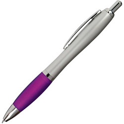 Ручка шарик/автомат "St.Peterburg" 0,7 мм, пласт./метал., серебристый/фиолетовый, стерж. синий