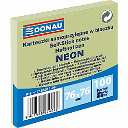 Бумага д/з на кл. осн. 76*76 мм "Donau Neon" 100 л., зеленый неон