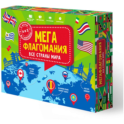 Игра настольная "Мегафлагомания", 200 карт