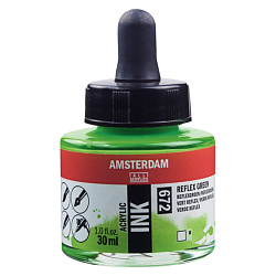 Краски жидкий акрил "Amsterdam" 672 флуоресцентный зеленый, 30 мл., банка
