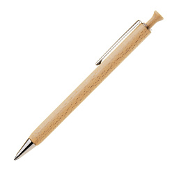 Ручка шарик/автомат "Forest" 1,0 мм, дерев./метал., св.-коричневый/серебристый, стерж. черный