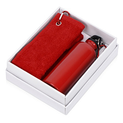 Набор подарочный "Фитнес" фляжка+полотенце, подарочн. упак., красный