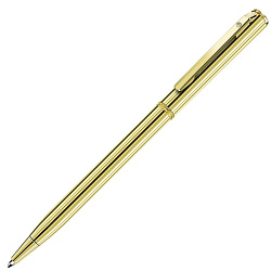 Ручка шарик/автомат "Slim Gold" 1 мм, метал., глянц., золотистый, стерж. синий