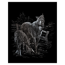Набор для творчества "Лошадь и жеребенок", гравюра, серебряная фольга