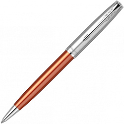 Ручка шарик/автомат "Sonnet Essential SB K545 LaqOrange CT" 1 мм, метал., подарочн. упак., серебристый/оранжевый, стерж. черный