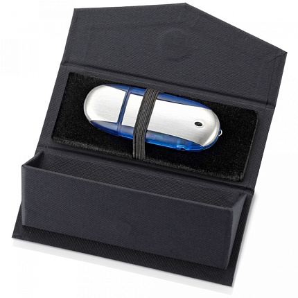 Коробка подарочная Суджук д/флешки, 11*4,5*4 см, картон, т.-синий