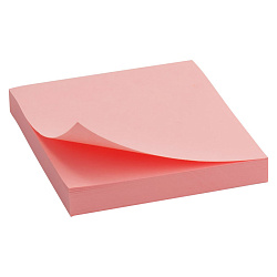Бумага для заметок с клеевым краем, 75х75 мм, 100л., розовая, арт 003000310