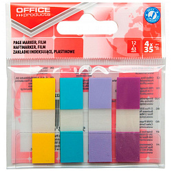 Закладки пласт. "Office products" 12*43 мм, 4 цв.*35 шт., ассорти пастель