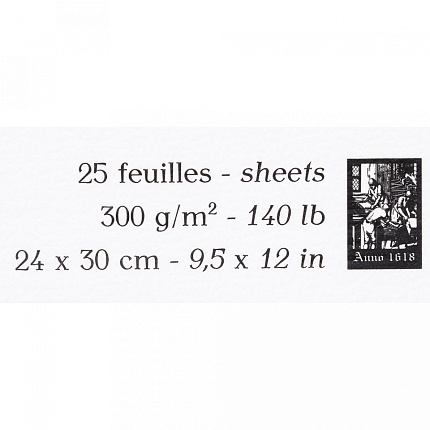 Блок-склейка бумаги для акварели FONTAINE, 100% хлопок, полу-гладкая, 24*30, 300г/м2 , 25л
