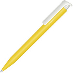 Ручка шарик/автомат "Super Hit Bio" 1,0 мм, пласт. биоразлаг., матов., желтый/белый, стерж. синий