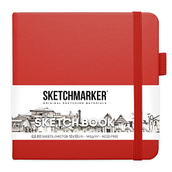 Скетчбук "Sketchmarker" 12*12 см, 140 г/м2, 80 л., красный