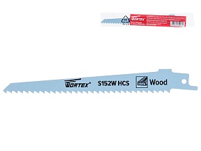 Пилка сабельная по дереву S152W (1 шт.) WORTEX высокоуглеродистая сталь HCS, 150 мм длина