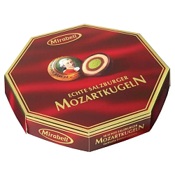 Конфеты "Mirabell Mozartkugeln" 100 гр., темный шоколад с начинкой из светлого и темного пралине и марципана
