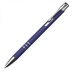 Ручка шарик/автомат "New Jersey" 0,7 мм, метал., софт., синий/серебристый, стерж. синий