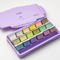 Краски гуашевые "Himi Jelly Cup. Pastel colors" набор 18 цв., 30 мл., кювета, фиолетовый футляр