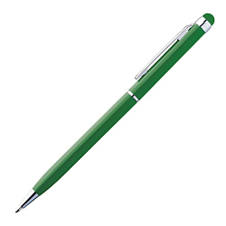 Ручка шарик/автомат "New Orleans" 0,7 мм, метал., со стилусом, зеленый/серебристый, стерж. синий
