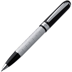 Ручка шарик/автомат "F26207" метал., подарочн. упак., серебристый/черный, стерж. синий