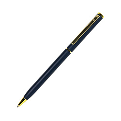 Ручка шарик/автомат "Slim" 1 мм, метал., глянц., т.-синий/золотистый, стерж. синий